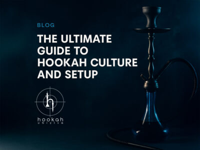 Hookah setup and history guide – essential parts of a hookah including bowl, base, hose, and charcoal in a modern smoky background – educational blog cover by Hookahubiytsa